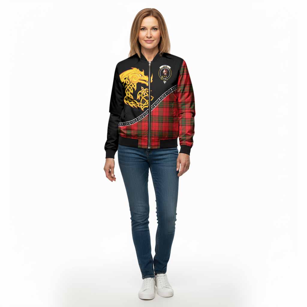 Adair Tartan Crest Bomber Jacket Legendary Dragon Knot Half Style