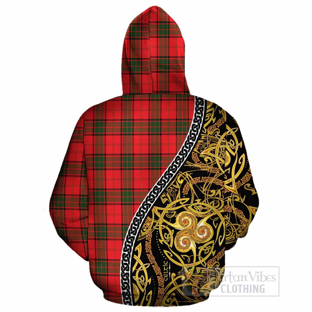 Adair Tartan Crest Cotton Hoodie Celtic Knot and Triple Trickle Spiral Symbols