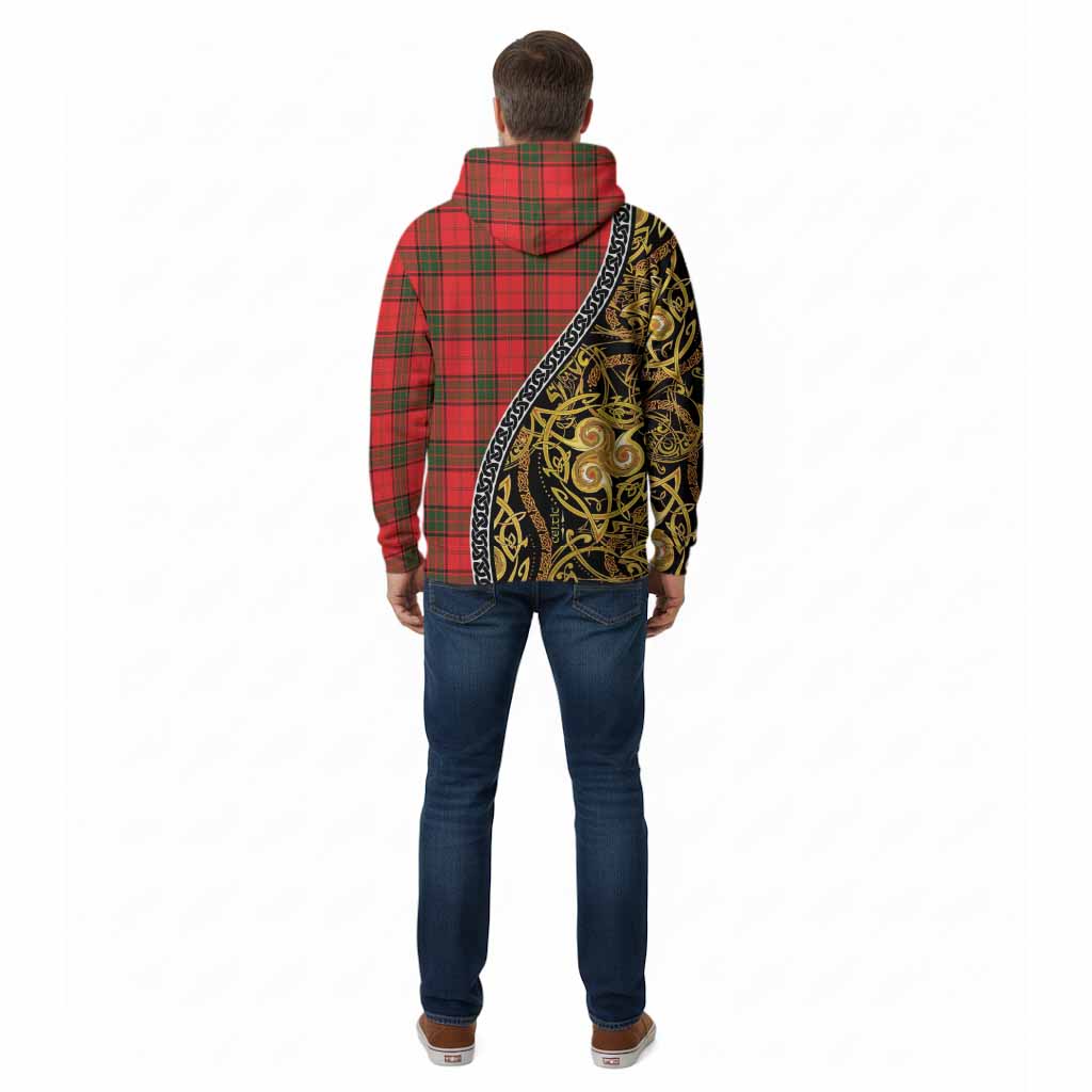 Adair Tartan Crest Cotton Hoodie Celtic Knot and Triple Trickle Spiral Symbols