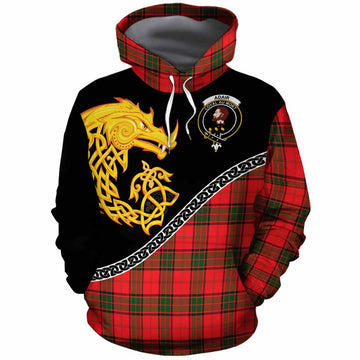 Adair Tartan Crest Cotton Hoodie Legendary Dragon Knot Half Style