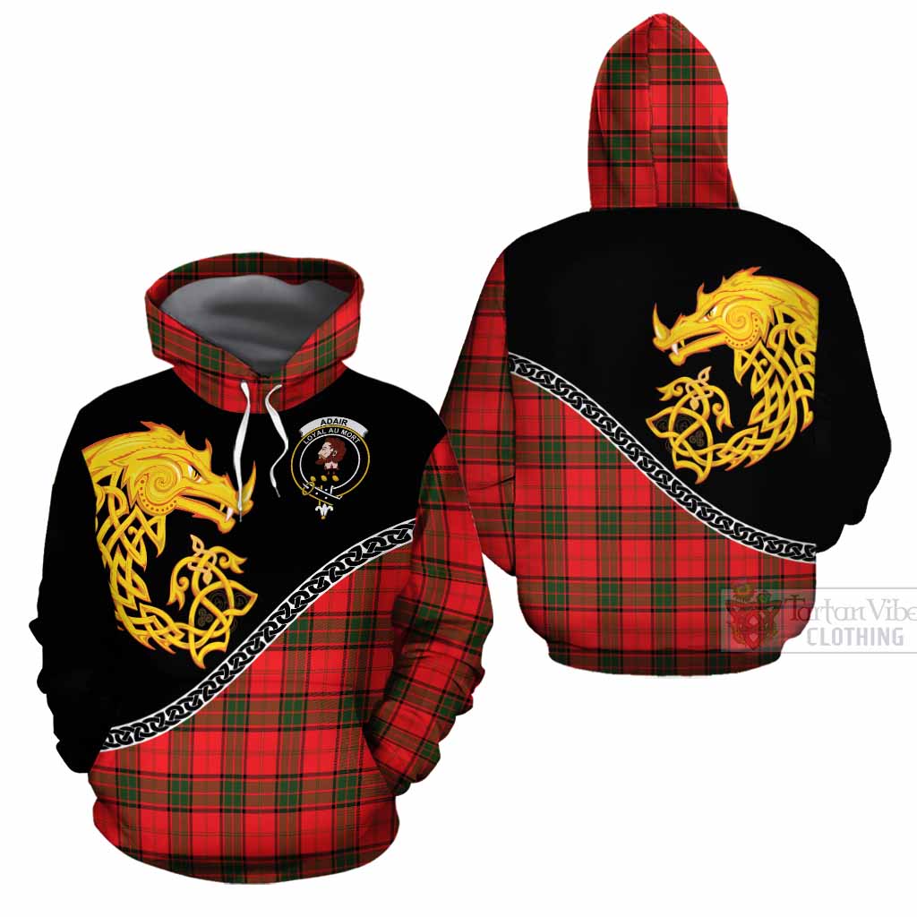 Adair Tartan Crest Cotton Hoodie Legendary Dragon Knot Half Style