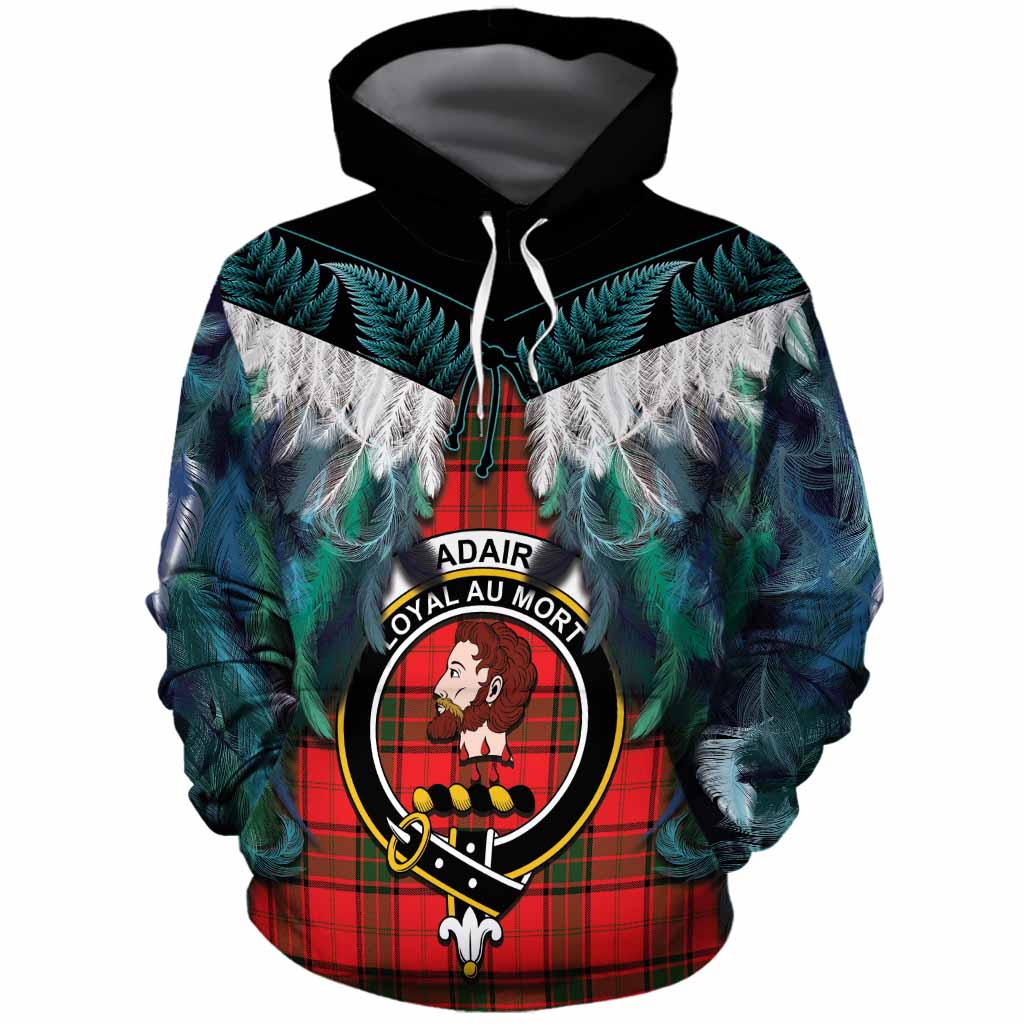 Adair Tartan Crest Cotton Hoodie New Zealand Maori Korowai Cloak