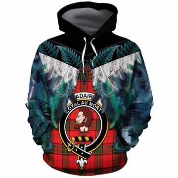 Adair Tartan Crest Cotton Hoodie New Zealand Maori Korowai Cloak