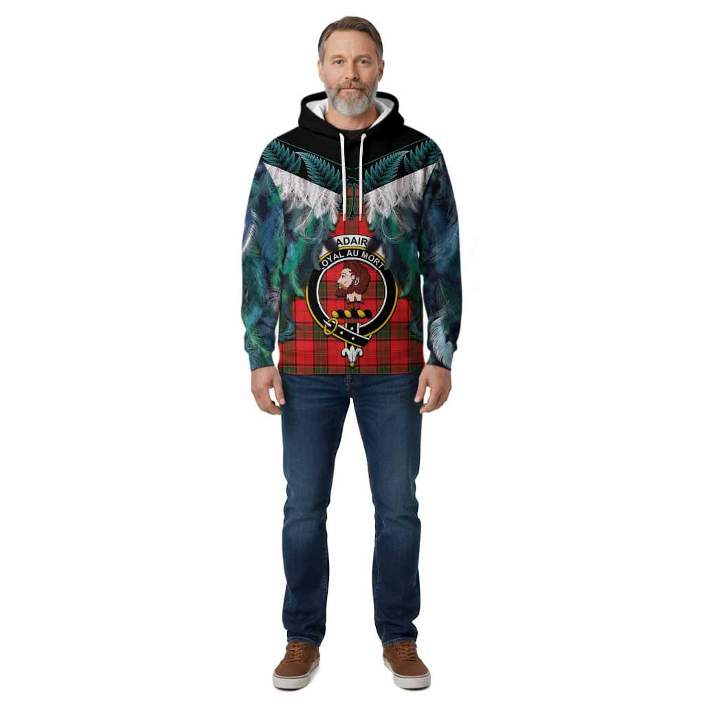 Adair Tartan Crest Cotton Hoodie New Zealand Maori Korowai Cloak