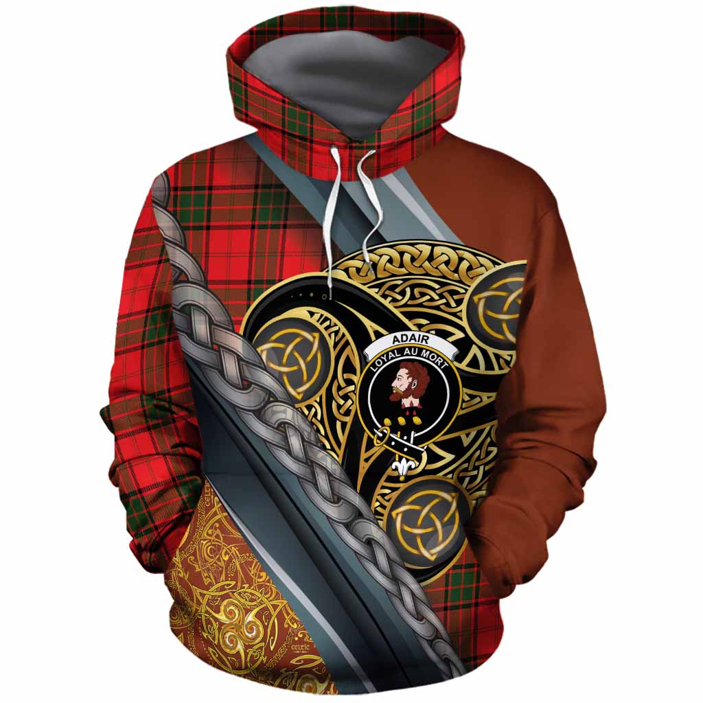 Adair Tartan Crest Cotton Hoodie Scottish Triskele Celtic