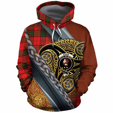 Adair Tartan Crest Cotton Hoodie Scottish Triskele Celtic