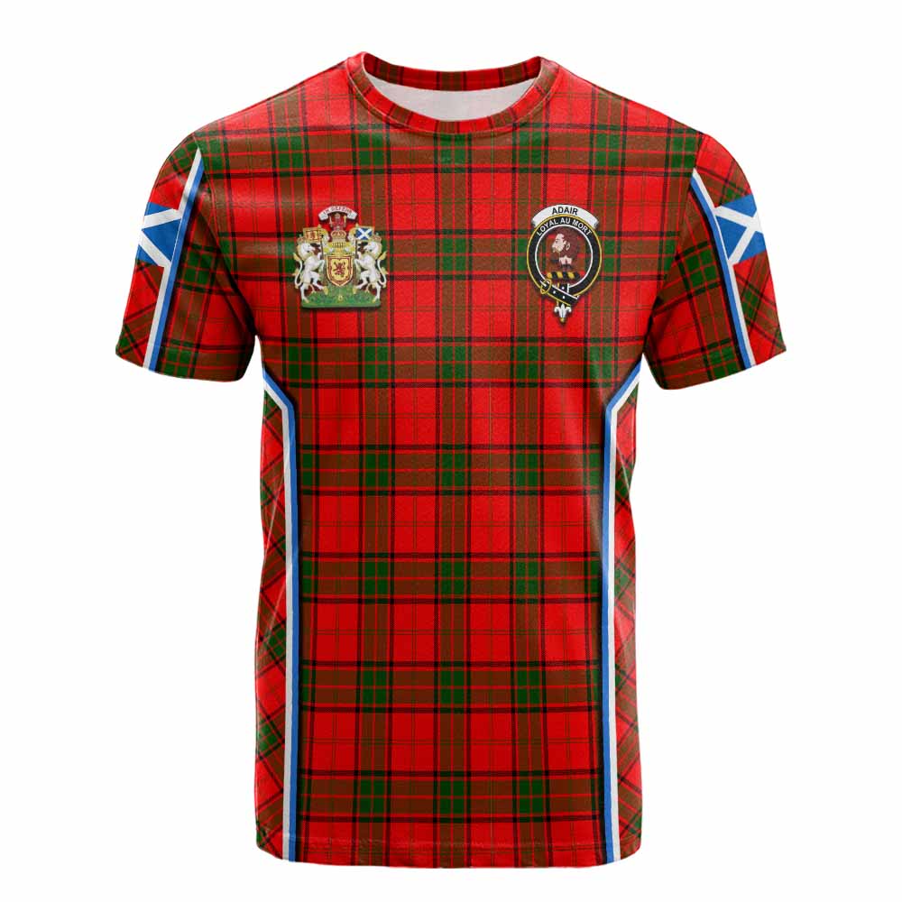 Adair Tartan Crest Cotton T-shirt Scotland Coat of Arm Flag Style - Tartan Vibes Clothing