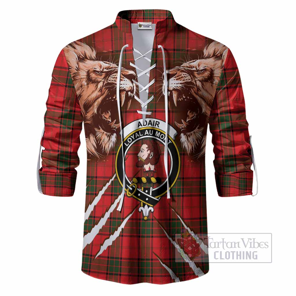 Adair Tartan Crest Ghillie Shirt Ferocious Lion Style