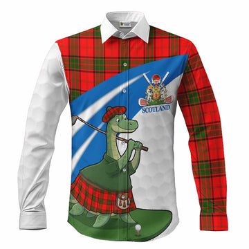 Adair Tartan Crest Golf Nessie Long Sleeve Button Shirts Loch Ness Monster Sporty Style