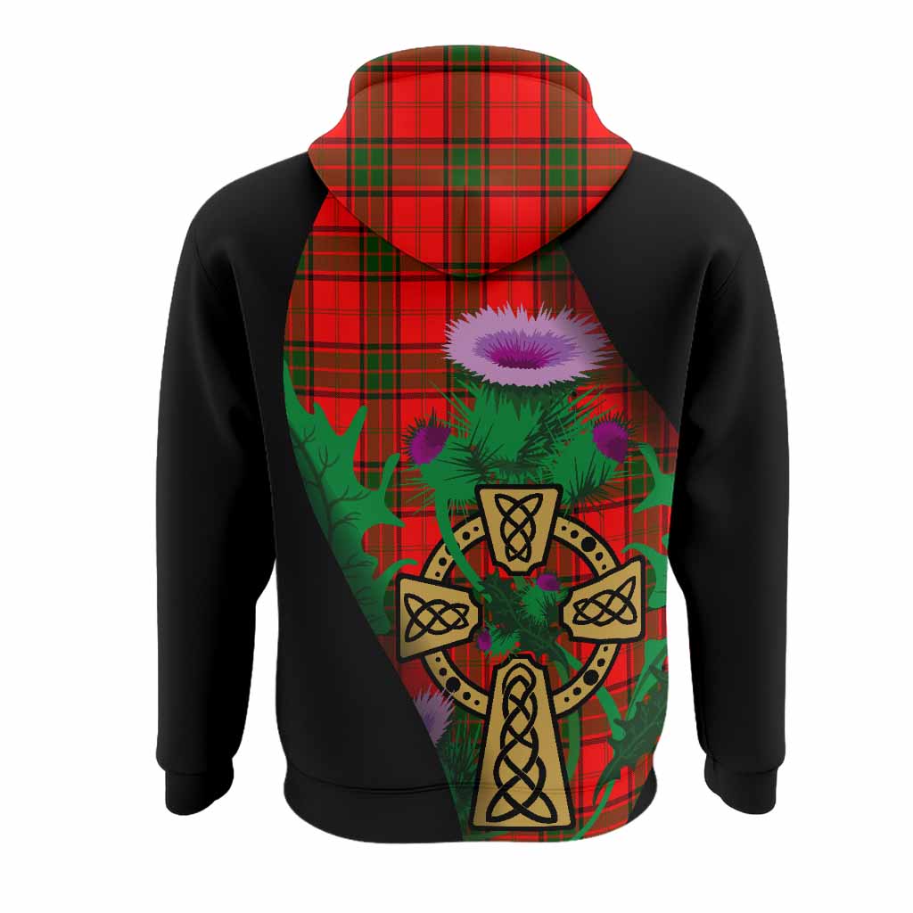 Adair Tartan Crest Hoodie Celtic Cross Thistle Flowers