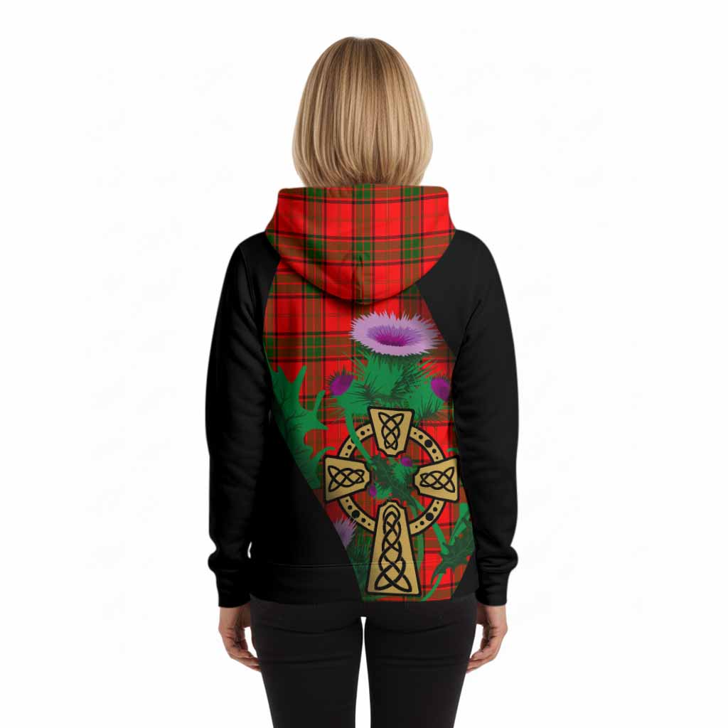 Adair Tartan Crest Hoodie Celtic Cross Thistle Flowers