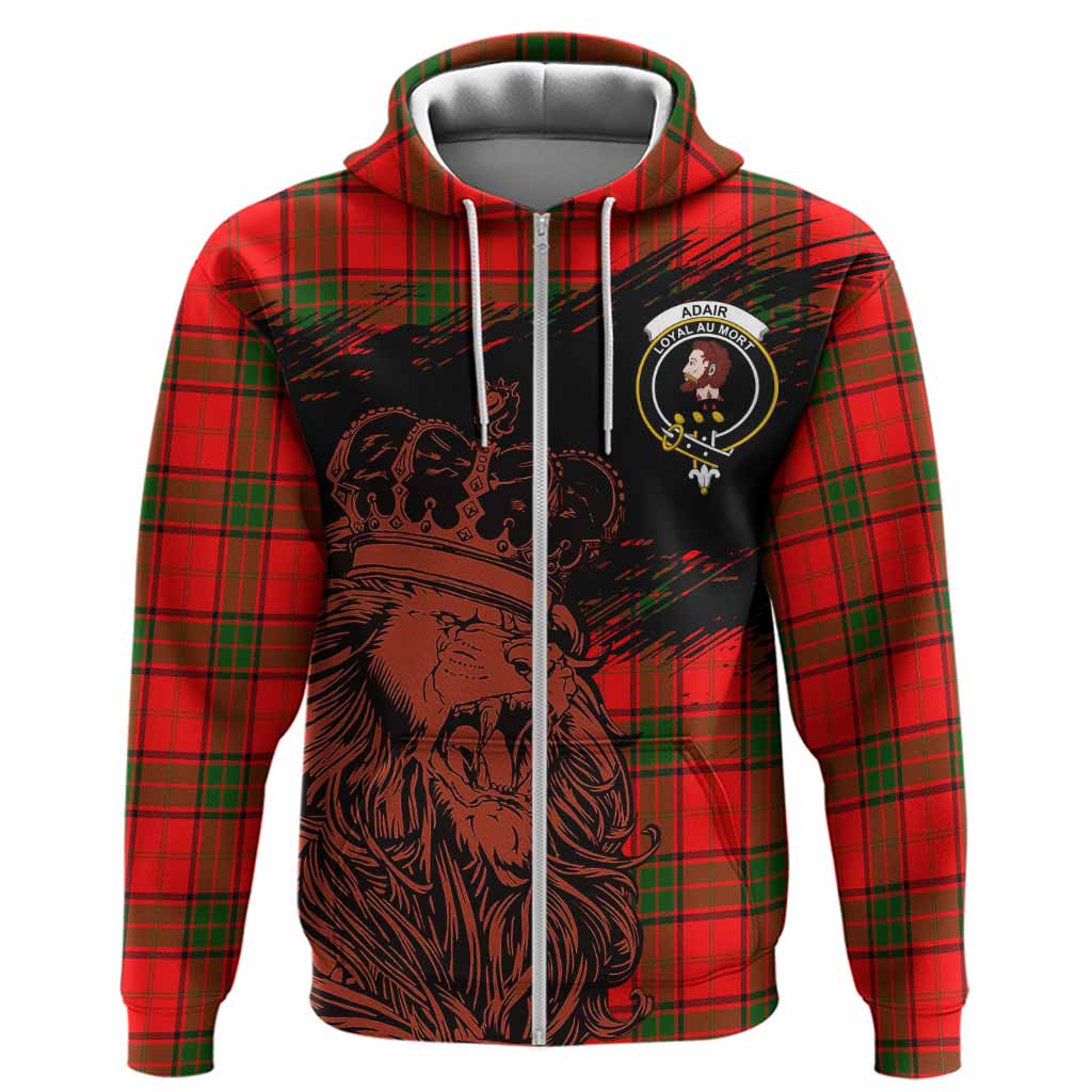Adair Tartan Crest Hoodie Crowned Lion Heritage Style