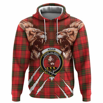 Adair Tartan Crest Hoodie Ferocious Lion Style