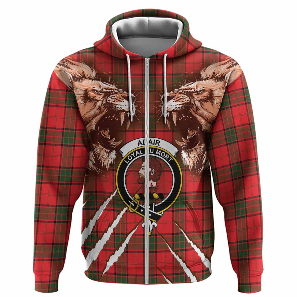 Adair Tartan Crest Hoodie Ferocious Lion Style