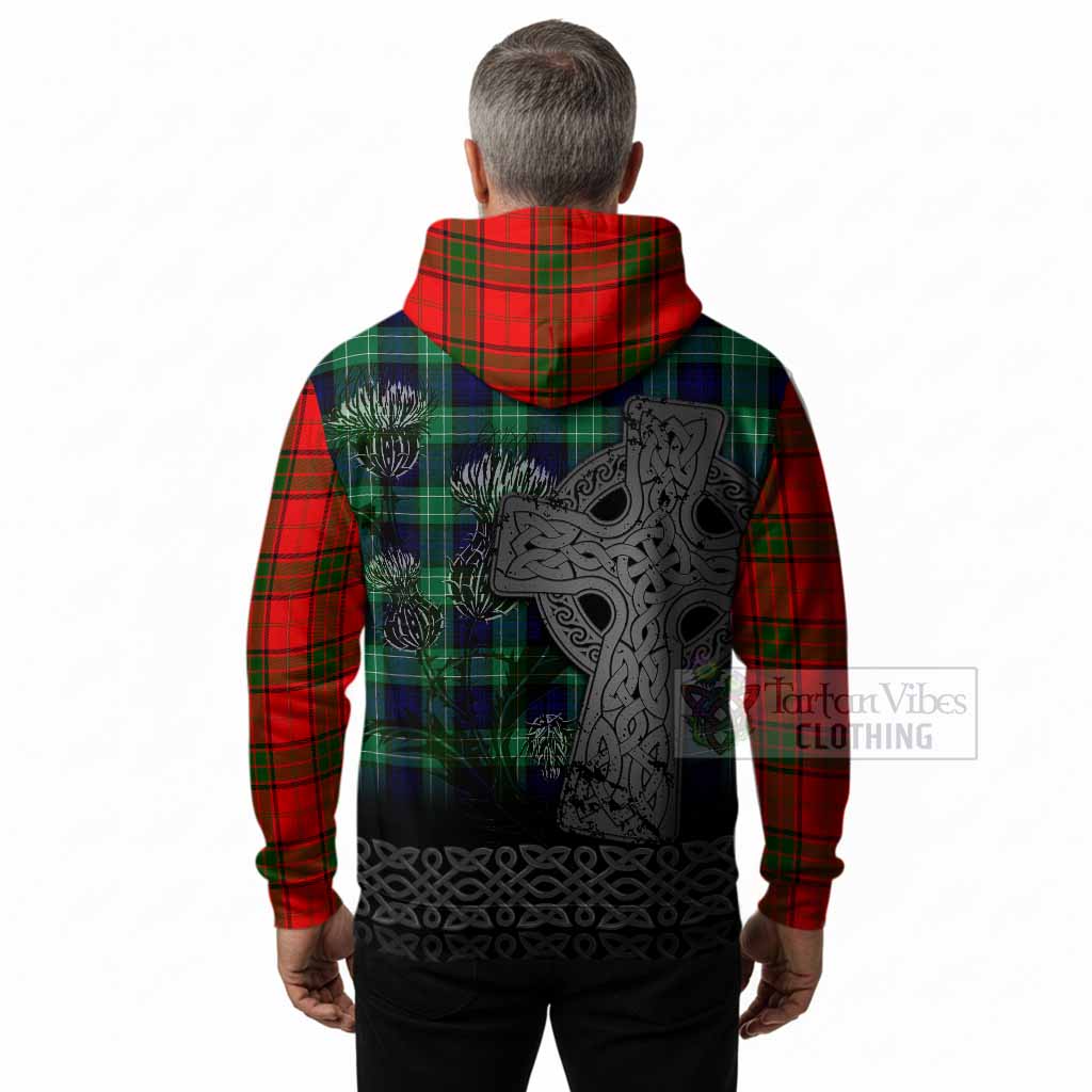 Adair Tartan Crest Hoodie Grunge Celtic Cross Scottish Thistle