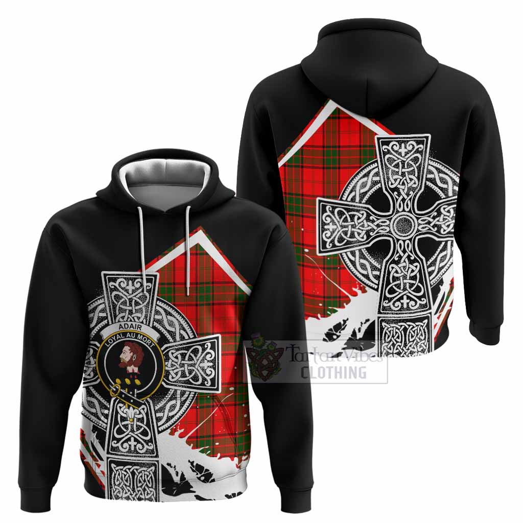 Adair Tartan Crest Hoodie Scottish Celtic Cross Heritage