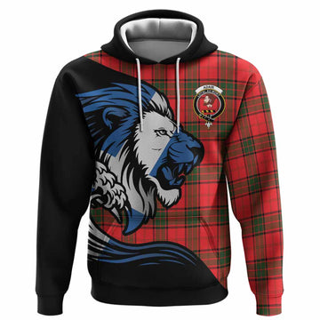Adair Tartan Crest Hoodie Scottish Golden Lions Wave Flow