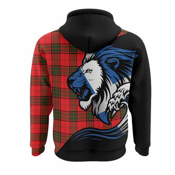 Adair Tartan Crest Hoodie Scottish Golden Lions Wave Flow