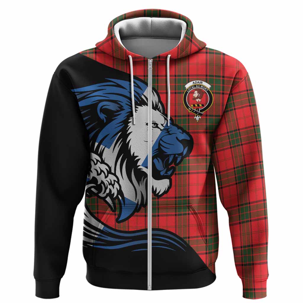 Adair Tartan Crest Hoodie Scottish Golden Lions Wave Flow