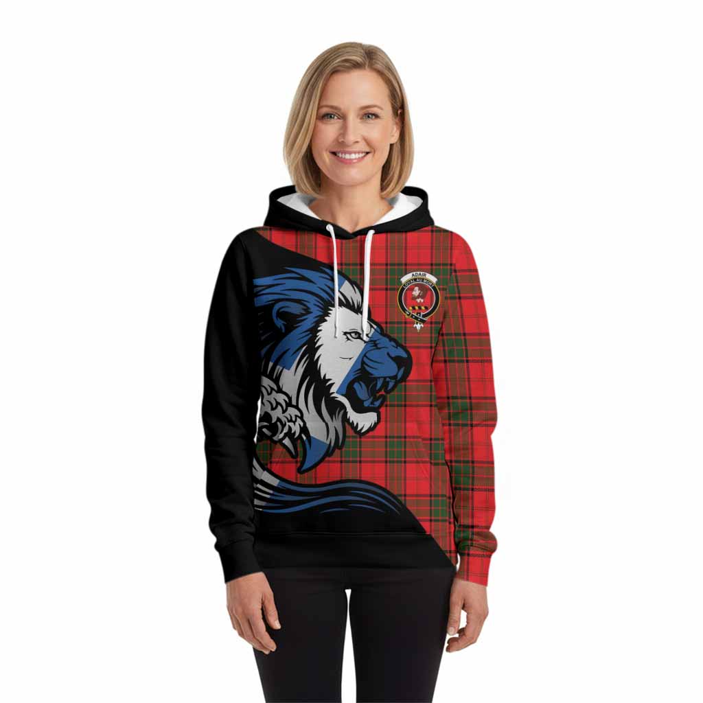 Adair Tartan Crest Hoodie Scottish Golden Lions Wave Flow