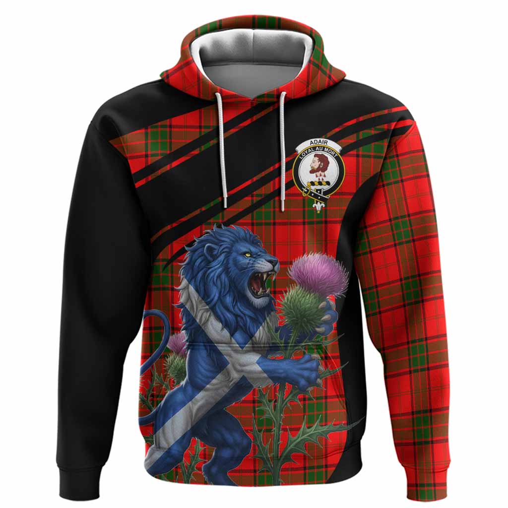 Adair Tartan Crest Hoodie Scottish Lion Rampant Thistle