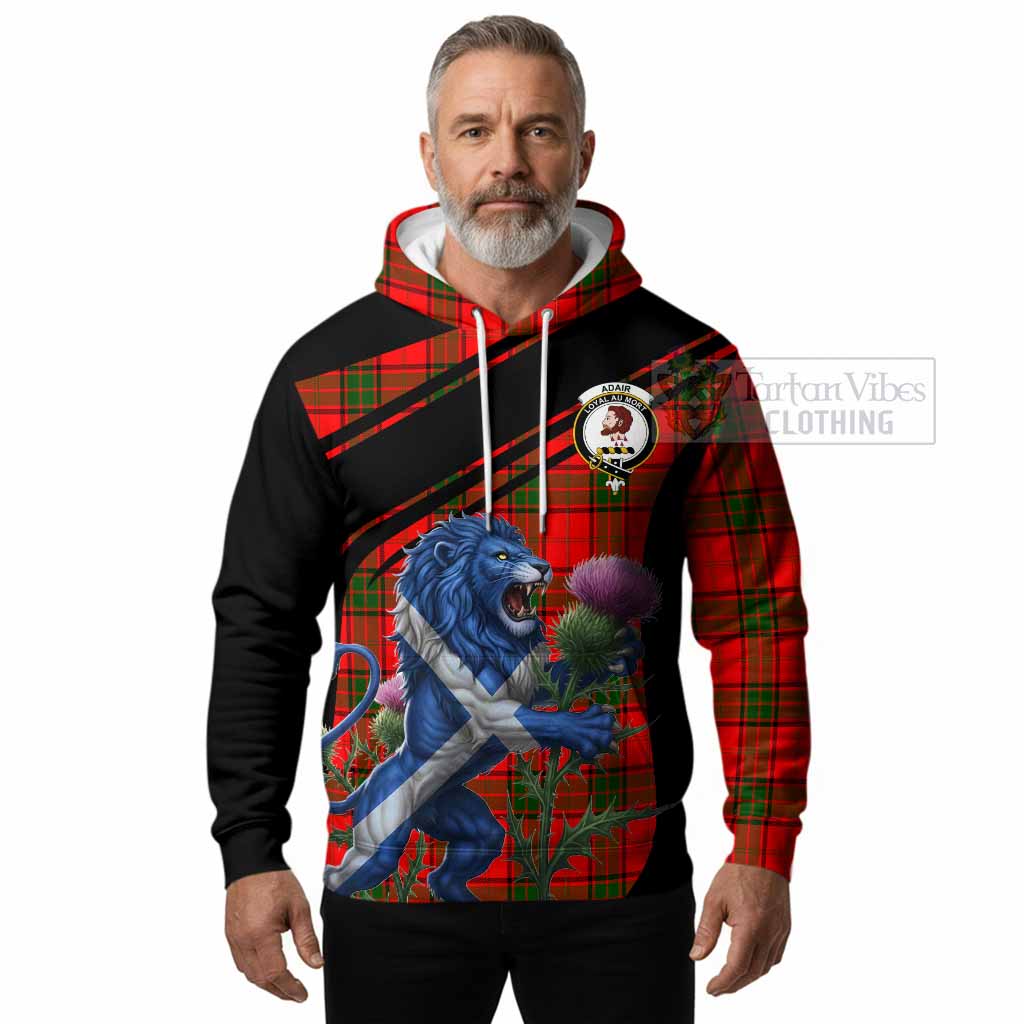 Adair Tartan Crest Hoodie Scottish Lion Rampant Thistle