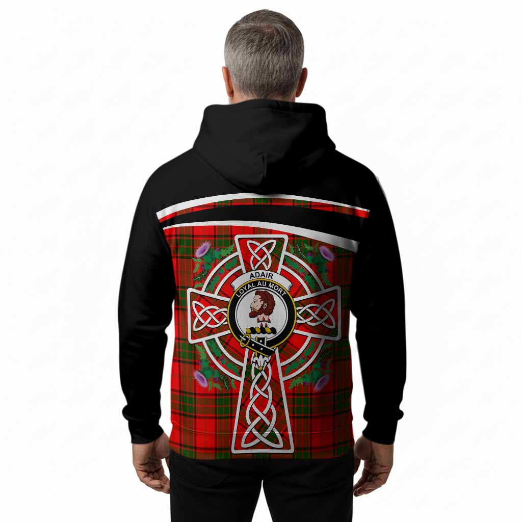 Adair Tartan Crest Hoodie Scottish Thistle Celtic Cross Alba Gu Brath