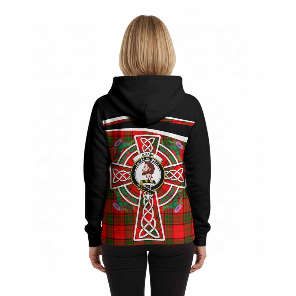 Adair Tartan Crest Hoodie Scottish Thistle Celtic Cross Alba Gu Brath