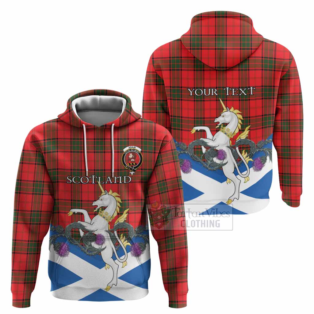 Adair Tartan Crest Hoodie Scottish Unicorn With Thistle