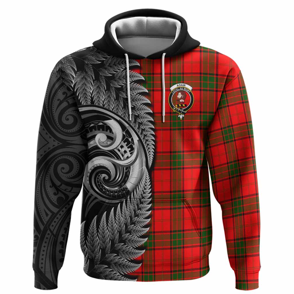 Adair Tartan Crest Hoodie With New Zealand Silver Fern Maori Koru