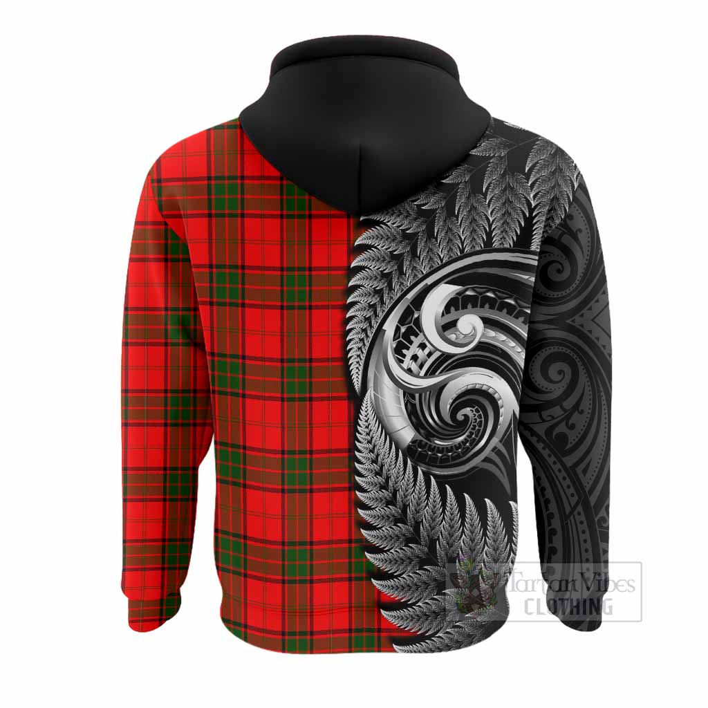 Adair Tartan Crest Hoodie With New Zealand Silver Fern Maori Koru