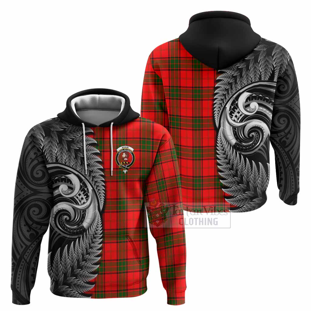 Adair Tartan Crest Hoodie With New Zealand Silver Fern Maori Koru
