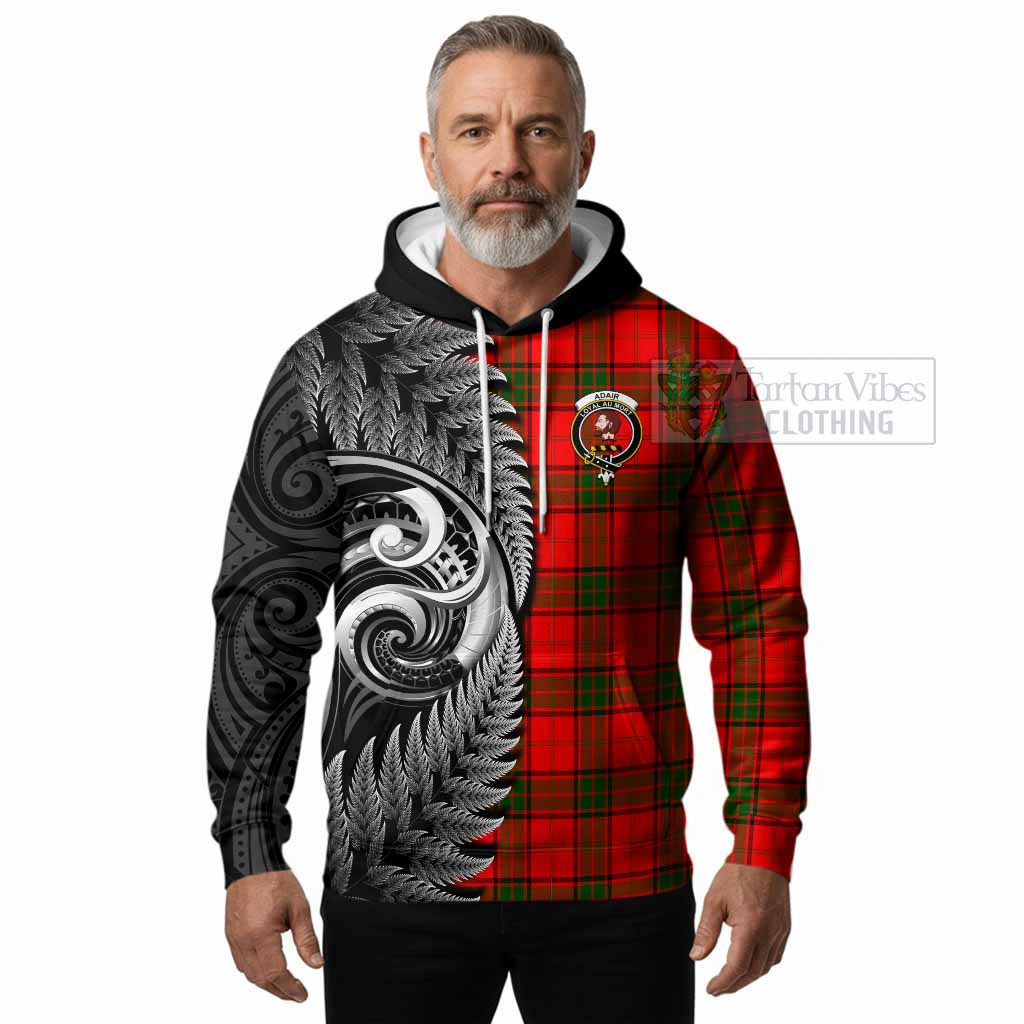 Adair Tartan Crest Hoodie With New Zealand Silver Fern Maori Koru