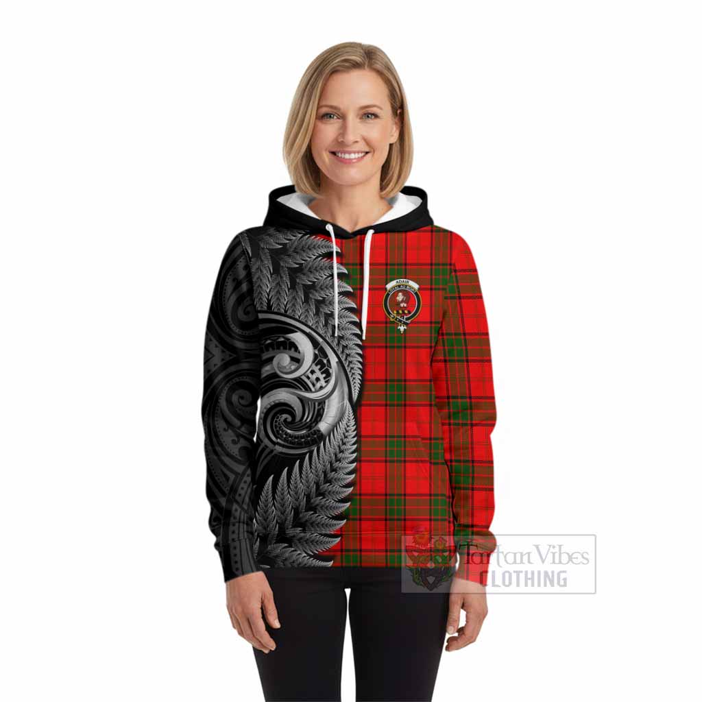 Adair Tartan Crest Hoodie With New Zealand Silver Fern Maori Koru