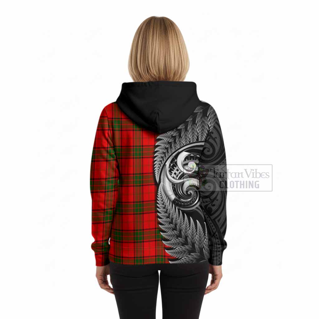 Adair Tartan Crest Hoodie With New Zealand Silver Fern Maori Koru