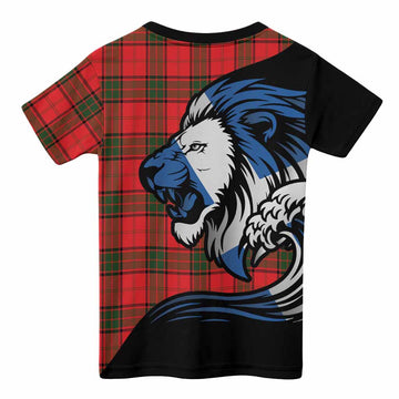 Adair Tartan Crest Kid T-shirt Scottish Golden Lions Wave Flow