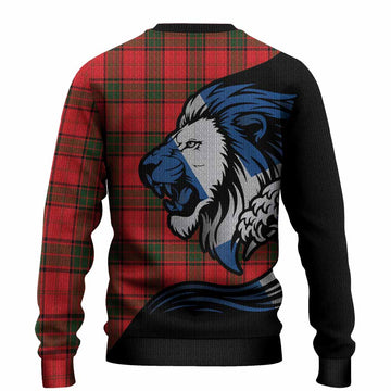 Adair Tartan Crest Knitted Sweater Scottish Golden Lions Wave Flow