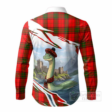 Adair Tartan Crest Loch Ness Monster Scottish Heritage Art Long Sleeve Button Shirts