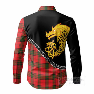 Adair Tartan Crest Long Sleeve Button Shirts Legendary Dragon Knot Half Style