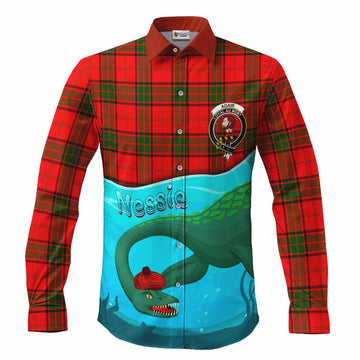 Adair Tartan Crest Long Sleeve Button Shirts Nessie Under Water