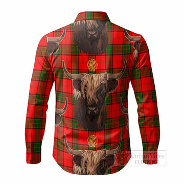Adair Tartan Crest Long Sleeve Button Shirts Scotland Heilan Coo Tartan Seamless Style