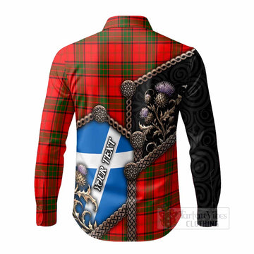 Adair Tartan Crest Long Sleeve Button Shirts Scottish Thistle Loch Ness Monster