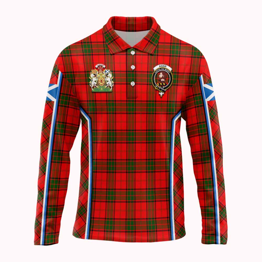 Adair Tartan Crest Long Sleeve Polo Shirt Scotland Coat of Arm Flag Style - Tartan Vibes Clothing