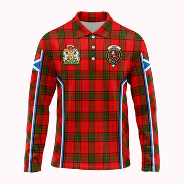 Adair Tartan Crest Long Sleeve Polo Shirt Scotland Coat of Arm Flag Style