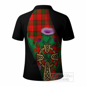 Adair Tartan Crest Polo Shirt Celtic Cross Thistle Flowers