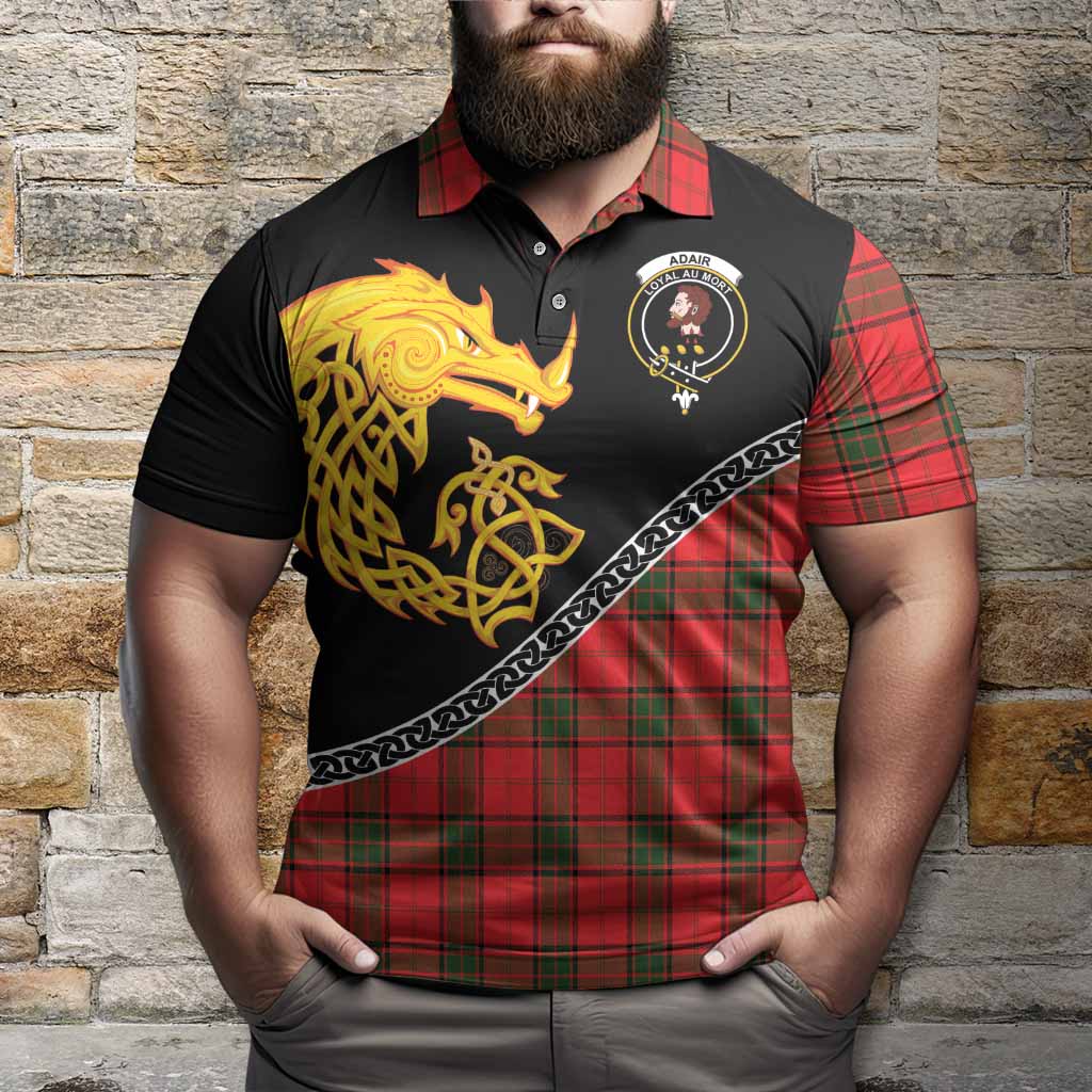 Adair Tartan Crest Polo Shirt Legendary Dragon Knot Half Style