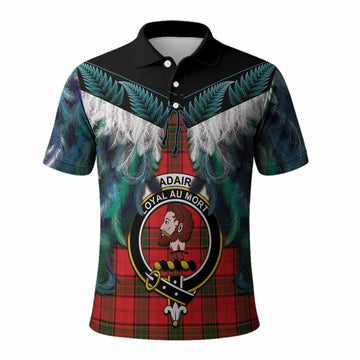 Adair Tartan Crest Polo Shirt New Zealand Maori Korowai Cloak