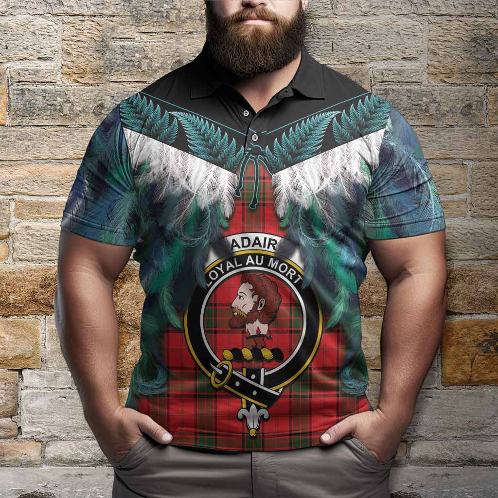 Adair Tartan Crest Polo Shirt New Zealand Maori Korowai Cloak