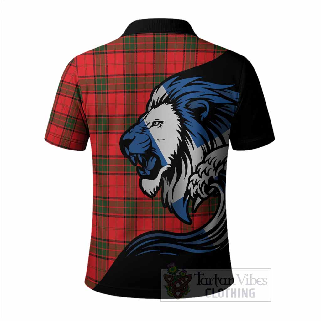 Adair Tartan Crest Polo Shirt Scottish Golden Lions Wave Flow