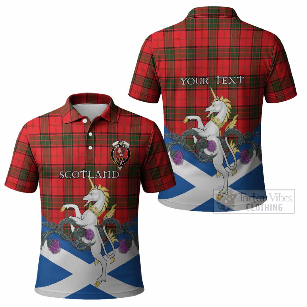 Adair Tartan Crest Polo Shirt Scottish Unicorn With Thistle